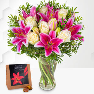 Pink Lilies & Roses with Lily Bulbs