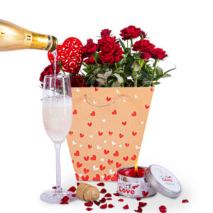 Roses and Bubbly - Valentine's Gifts - Valentine's Plants - Plant Gifts - Plant Gift Delivery - Indoor Gifts - Rose Plants